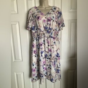 NWT Chris McLaughlin Dress Womens Size 16 Floral Lavender Button R1D54190HCM
